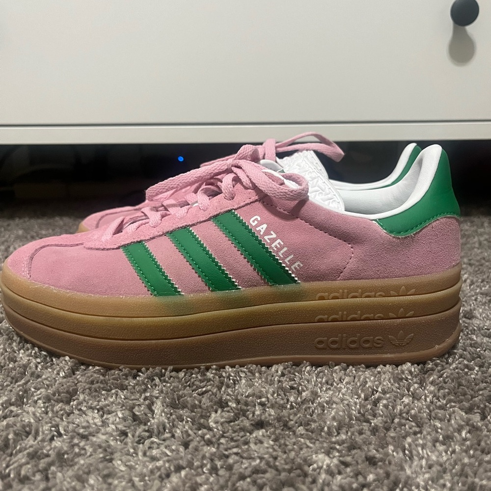 Pink and Green Adidas Gazelle